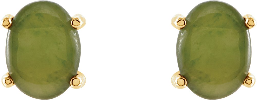 14K Yellow Natural Nephrite Jade Earrings