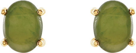 14K Yellow Natural Nephrite Jade Earrings