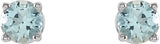14K White Gold 4 mm Natural Aquamarine Earrings