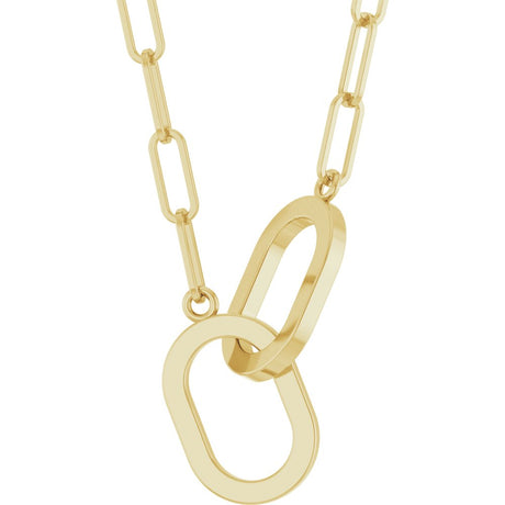 14K Yellow Gold Interlocking Oval 16" Necklace