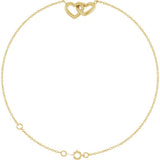 14K Yellow Gold Interlocking Hearts Link 6 1/2-7 1/2" Bracelet