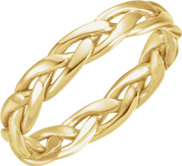 14K Yellow 4.75 mm Hand-Woven Band  Size 6.5