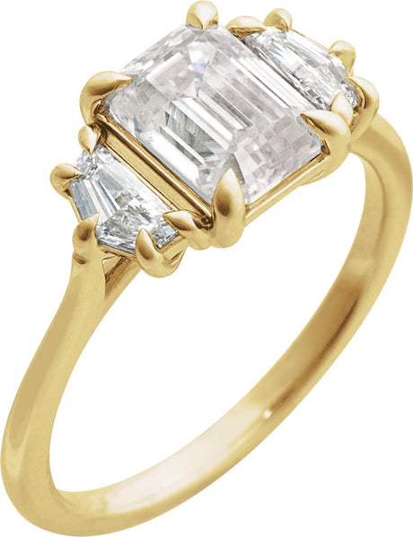 14K Yellow Gold 2 1/5 CTW Lab-Grown Diamond  Three-Stone Engagement Ring