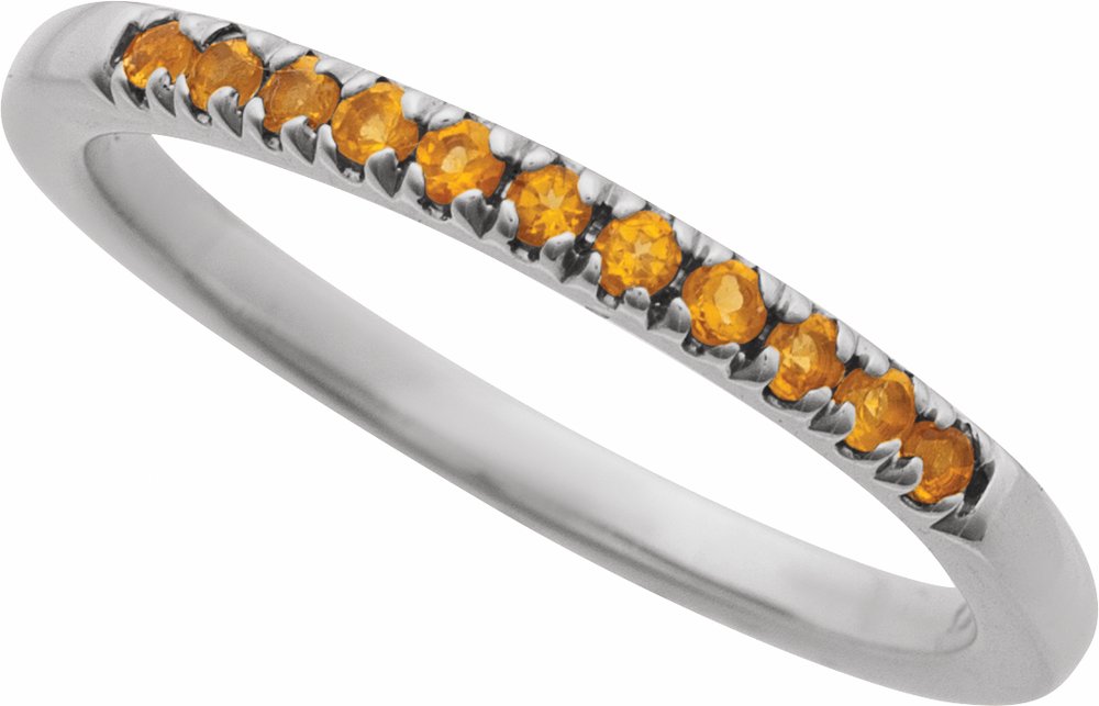 14K White Natural Citrine Ring