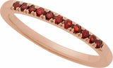14K Rose Natural Mozambique Garnet Stackable Ring