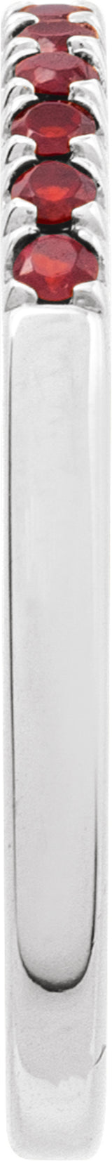 14K White Gold Natural Mozambique Garnet Stackable Ring