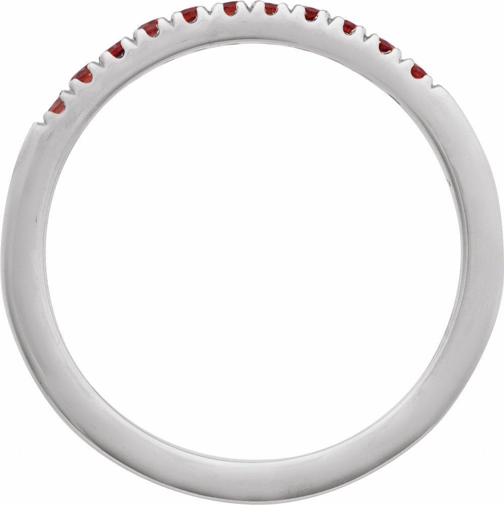 10K White Gold Natural Mozambique Garnet Stackable Ring