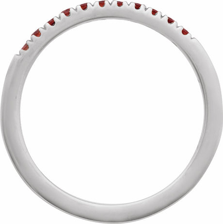 10K White Gold Natural Mozambique Garnet Stackable Ring