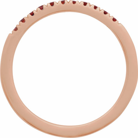 14K Rose Natural Mozambique Garnet Stackable Ring