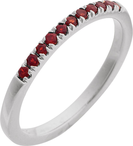 14K White Natural Mozambique Garnet Stackable Ring