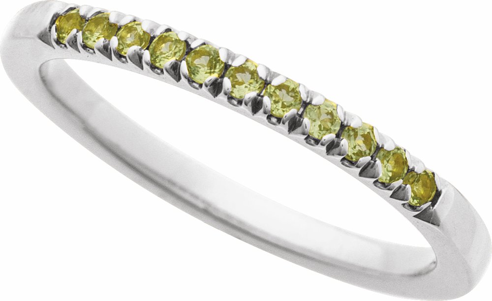 14K White Gold Natural Peridot Stackable Ring