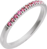 10K White Gold Natural Pink Tourmaline Stackable Ring