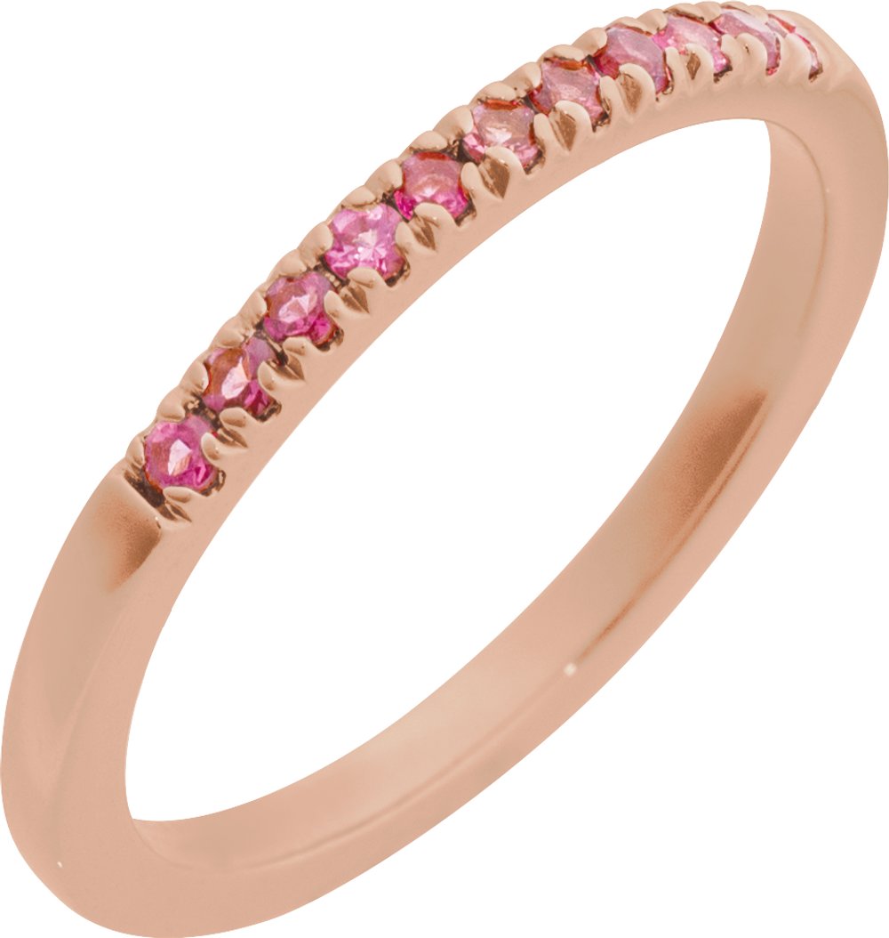 14K Rose Natural Pink Tourmaline Stackable Ring