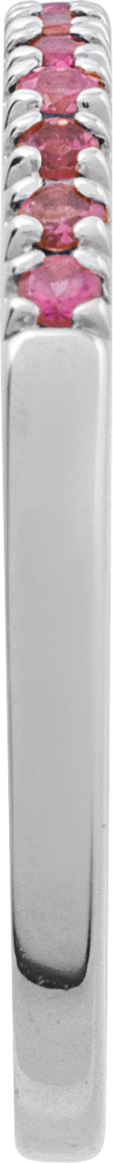 Sterling Silver Natural Pink Tourmaline Stackable Ring