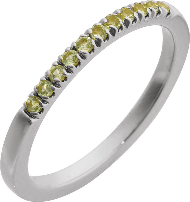 14K White Natural Peridot Ring