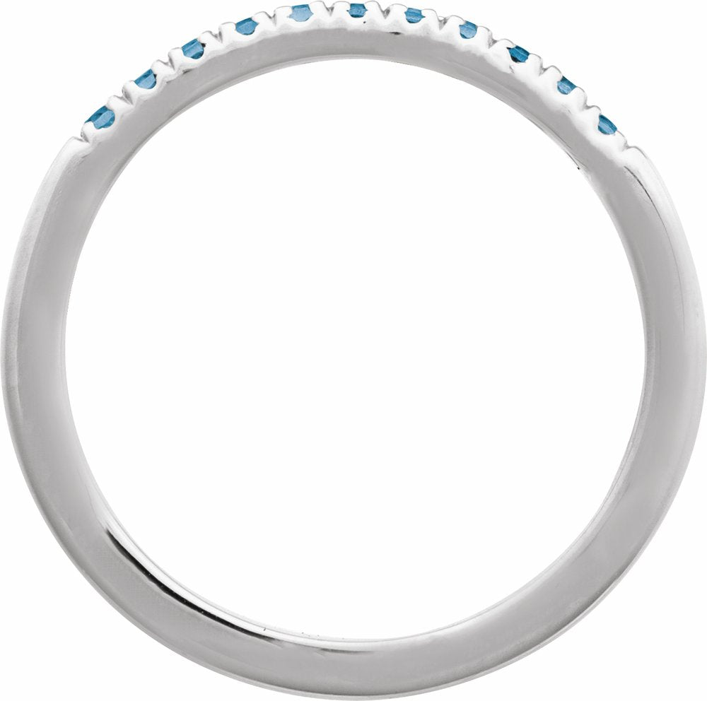 10K White Gold Natural London Blue Topaz Stackable Ring