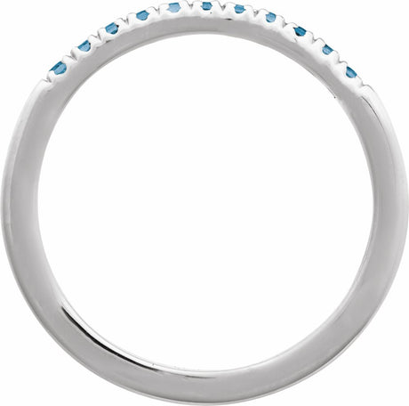 10K White Gold Natural London Blue Topaz Stackable Ring