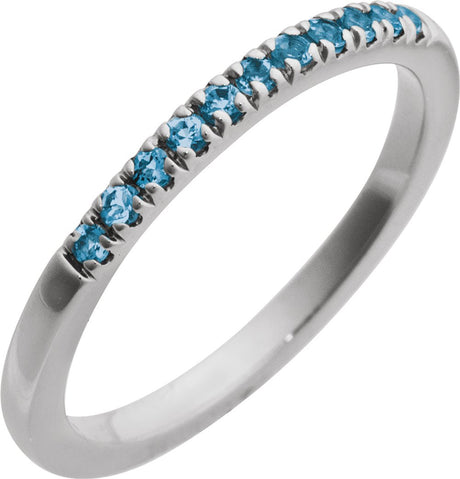 14K White Gold Natural London Blue Topaz Stackable Ring