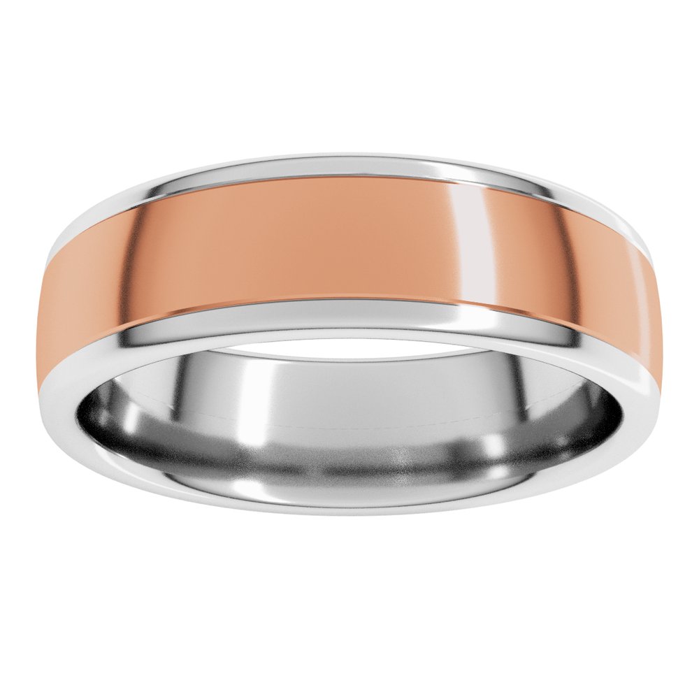 14K White/Rose 6 mm Comfort-Fit European-Style Band Size 12