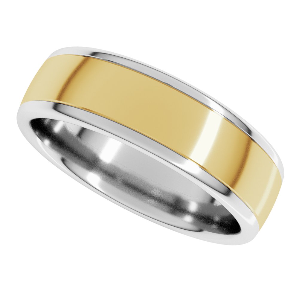 14K White/Yellow 6 mm Comfort-Fit Standard Weight European-Style Band