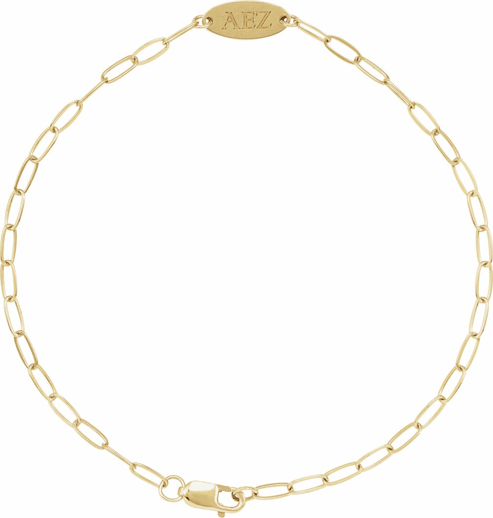 14K Yellow Engravable Oval 7" Bracelet