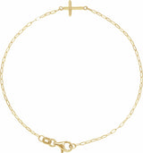 14K Yellow Sideways Cross 7" Bracelet