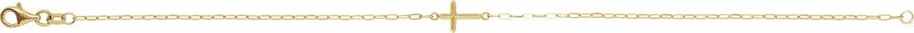 14K Yellow Sideways Cross 7" Bracelet