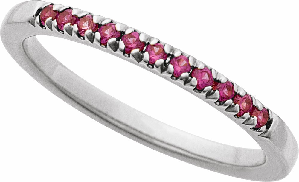 10K White Gold Lab-Grown Ruby Stackable Ring