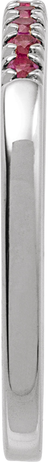 10K White Gold Lab-Grown Ruby Stackable Ring