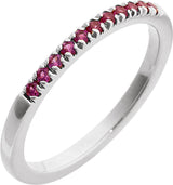14K White Lab-Grown Ruby Stackable Ring