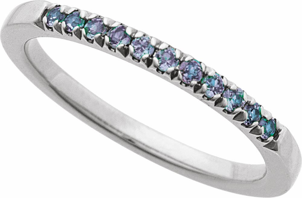 10K White Gold Natural Alexandrite Stackable Ring