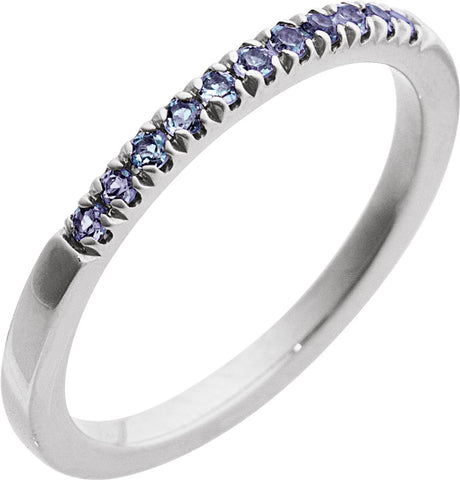 10K White Gold Natural Alexandrite Stackable Ring