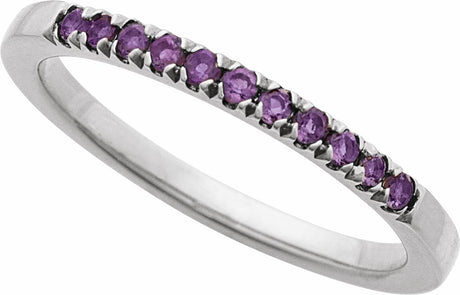 10K White Gold Natural Amethyst Stackable Ring