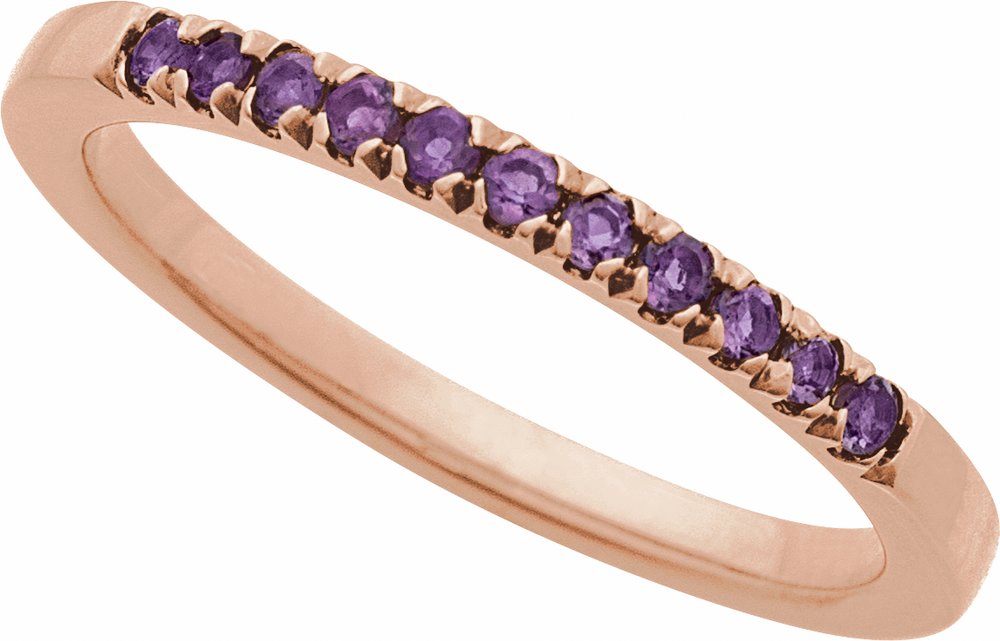 10K Rose Gold Natural Amethyst Stackable Ring