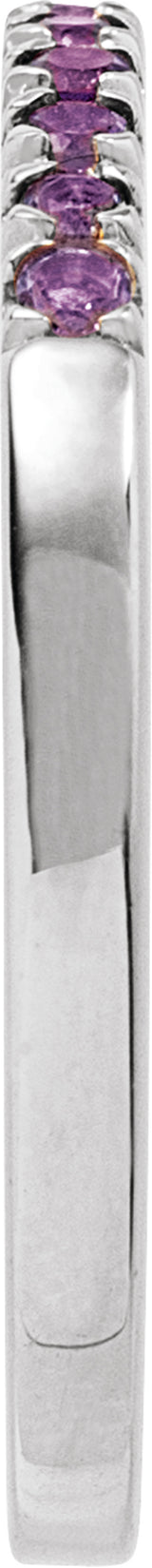 10K White Gold Natural Amethyst Stackable Ring