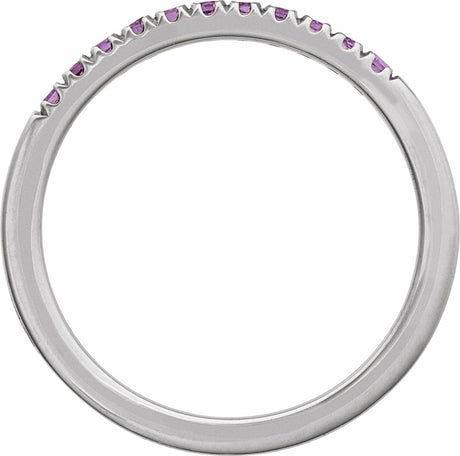 10K White Gold Natural Amethyst Stackable Ring