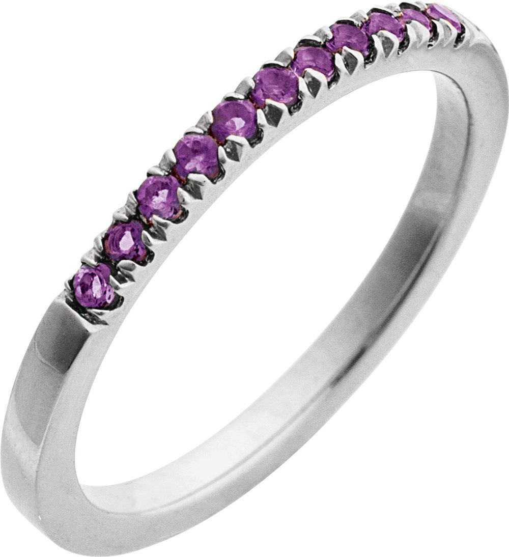 14K White Gold Natural Amethyst Stackable Ring