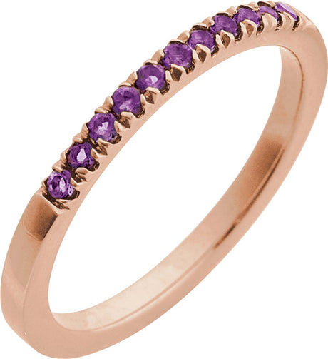 10K Rose Gold Natural Amethyst Stackable Ring
