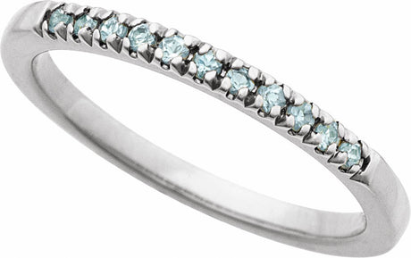 10K White Gold Natural Aquamarine Stackable Ring