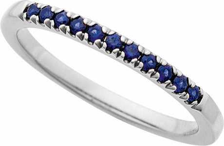 10K White Gold Lab-Grown Blue Sapphire Stackable Ring