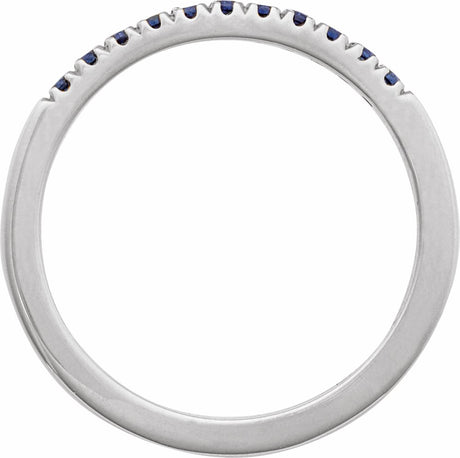 10K White Gold Natural Blue Sapphire Stackable Ring