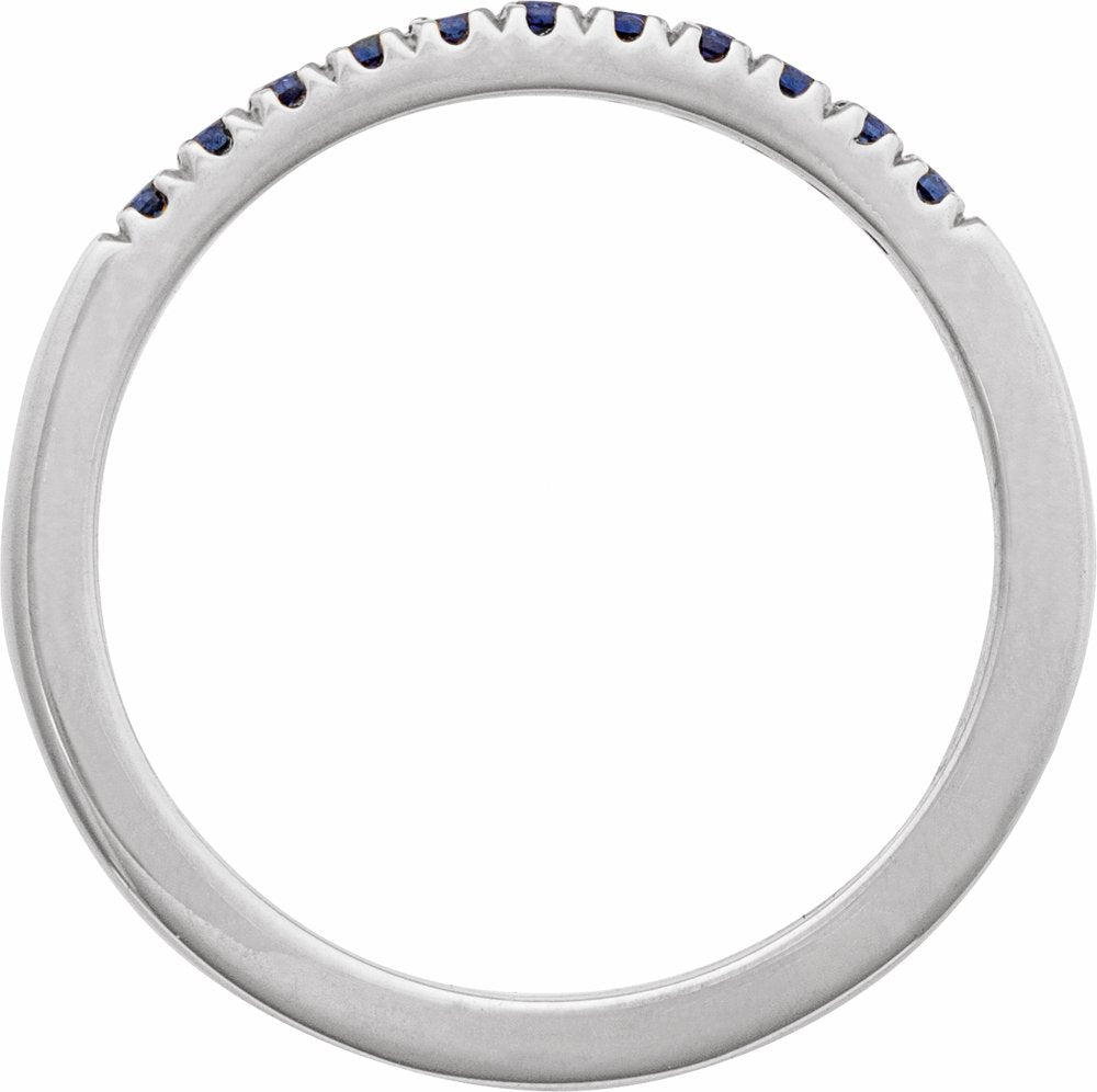 10K White Gold Natural Blue Sapphire Stackable Ring