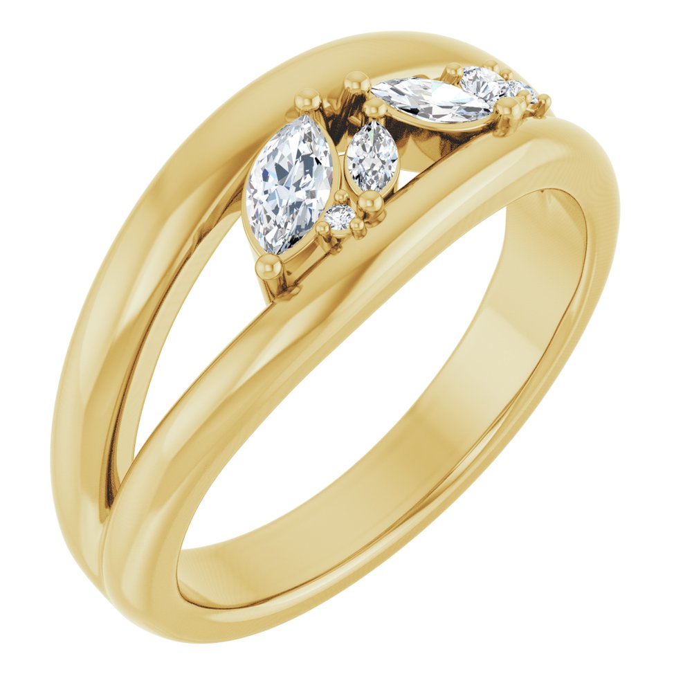 14K Yellow Gold 1/3 CTW Natural Diamond Negative Space Ring