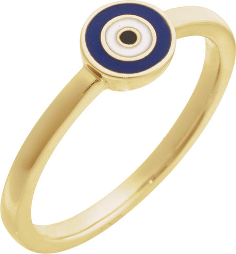 14K Yellow Gold Evil Eye Ring