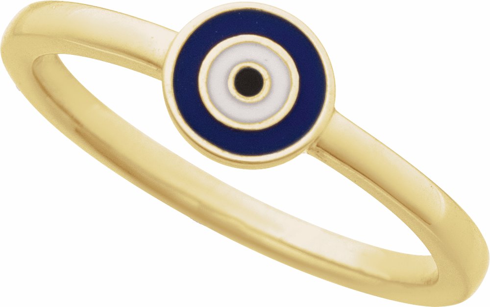 14K Yellow Evil Eye Ring