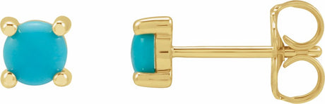 14K Yellow Gold 4 mm Natural Turquoise Earrings