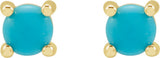 14K Yellow Gold 4 mm Natural Turquoise Earrings