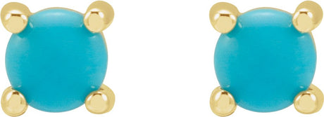 14K Yellow Gold 4 mm Natural Turquoise Earrings
