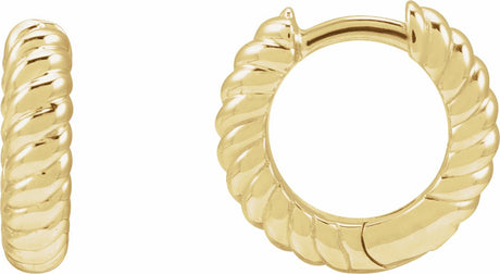 14K Yellow Gold Hinged Rope Hoop Earrings