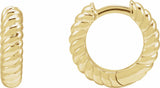 14K Yellow Gold Hinged Rope Hoop Earrings